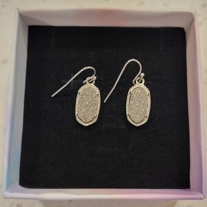 Kendra Scott Lee Earrings Silver with Silver Druzy